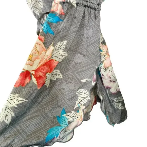 Anthropologie Eloise Lela Lace Romper Small Floral NIghtie Teddy Gray Boho Sleep - Picture 6 of 8